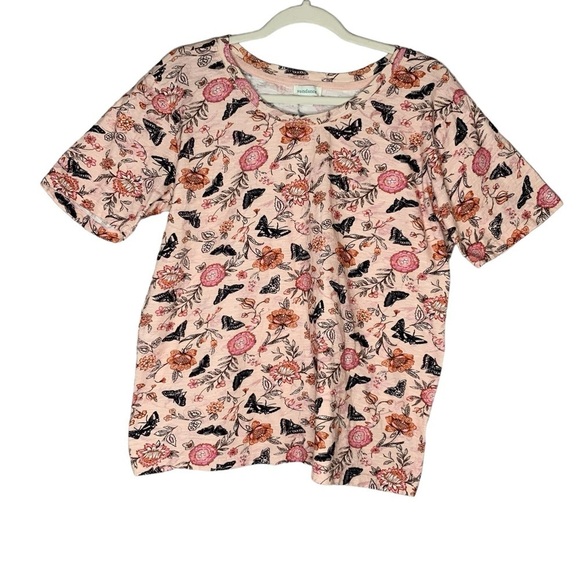 SUNDANCE ballet pink butterfly short sleeve tee. Size M - Picture 1 of 6